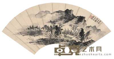 萧愻 乙丑(1925年)作 山水 扇面 19.1×51.5cm